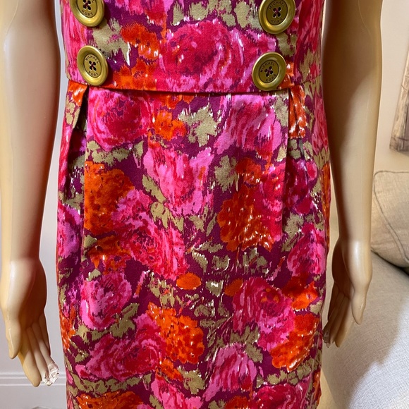 Michael Kors Floral‎ Dress W/Logo Buttons Sz 6 - Picture 5 of 13